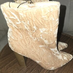 Nude velvet ankle boots